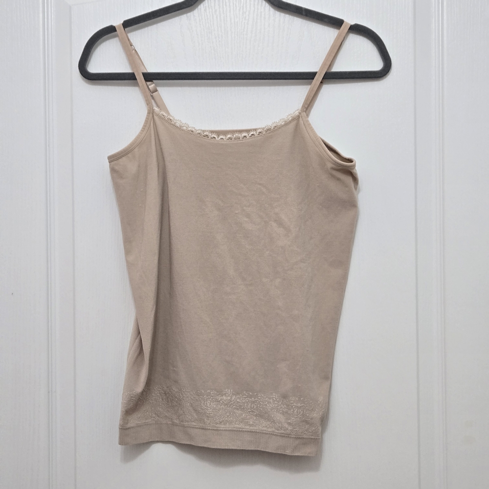I0932 George Women's Beige Camisole with Delicate Lace